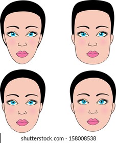 Four different female face shapes