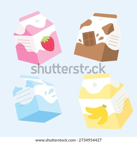 Four Different Flavour of Milk Carton