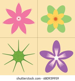 Four different flowers. Use for backgrounds, wall paper, tile floor, fabric, books, plate and anything else that you want.