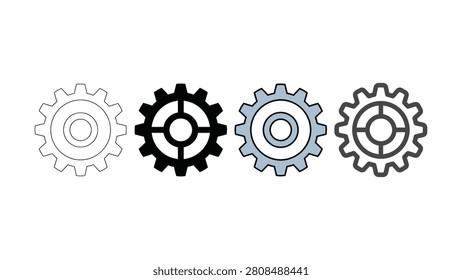 Four different gear icons are displayed sidebyside