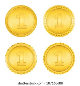 Four different golden medals, vector eps10 illustration