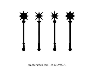 four different of halloween magic wand sim vector illustration