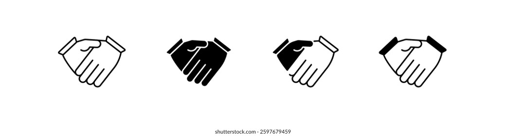 Four different handshake symbols highlighting diverse styles in simple and clear graphic design.