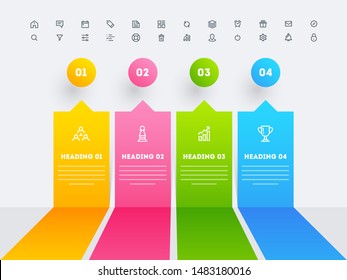 Four different headline steps infographic elements for Business or corporate sector.