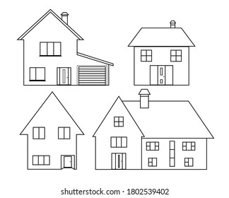 Las cuatro casas diferentes. Ilustración del vector