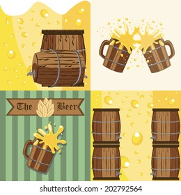 Four different images with some beverages elements