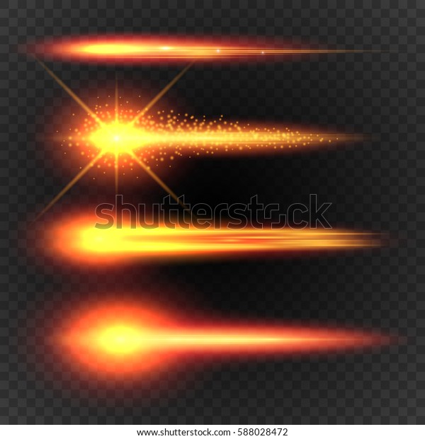 燃える彗星4種類 流星 リアルな透明なライトエフェクト ベクター画像デザインエレメント のベクター画像素材 ロイヤリティフリー