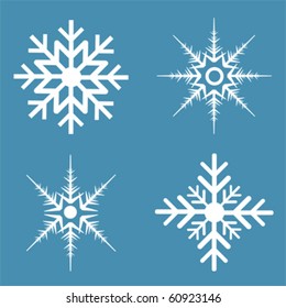 Four different kinds of snowflakes