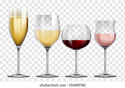 Four different kinds of wine glasses illustration