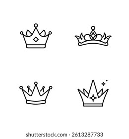 Four Different Line Art Crown Designs	