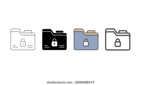Four different locked folder icons displayed sidebyside