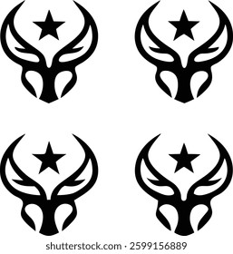 Four different logo deer with star
