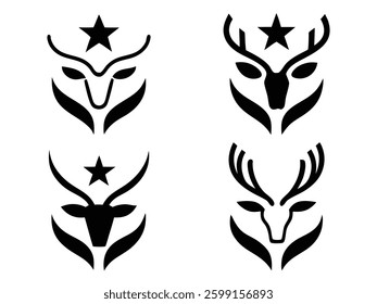 Four different logo deer with star