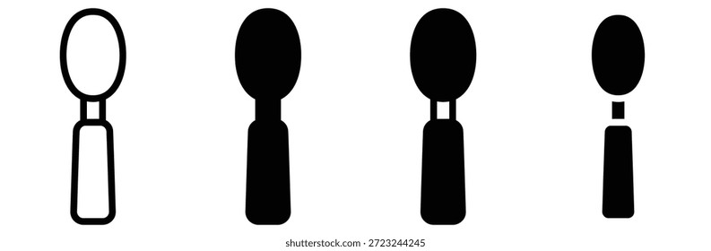 Vier verschiedene Make-up Pinsel in verschiedenen Designs, Makeup Pinsel Symbol flaches Design.Umriss Silhouette Make-up Pinsel Symbol Set