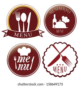 four different menu icon with colors and text