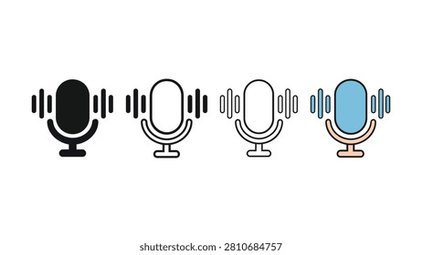 Four different microphone icons are displayed each with sound waves emanating from it