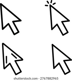 Four different mouse cursor click action icons displayed in black and white Vector