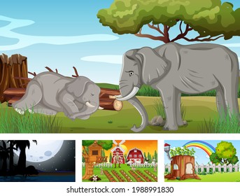 Ilustración horizontal de cuatro características diferentes