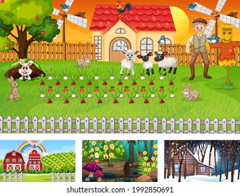 Ilustración horizontal de cuatro características diferentes