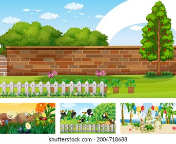 Four different nature horizontal scene  illustration
