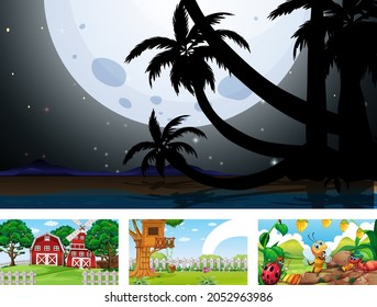 Ilustración horizontal de cuatro características diferentes