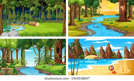 Vier verschiedene Naturbilder