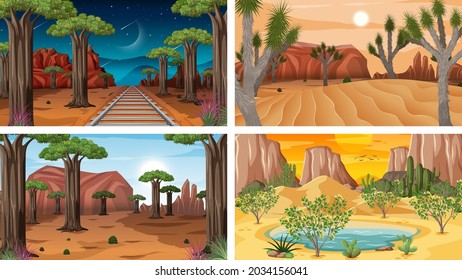 Cuatro escenas horizontales de naturaleza diferentes