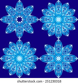 four different ornamental snowflakes