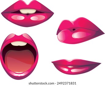 Four different pink glamour lips 