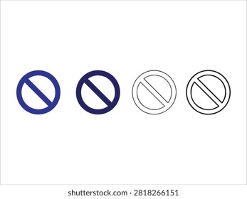 Four different prohibition symbols with diagonal lines inside circles
