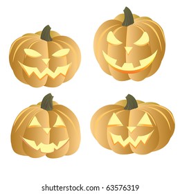 Four different pumpkins for halloween