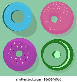 Vier verschiedene runde Donuts für Inspiration