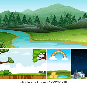 Four different scene of  illustration