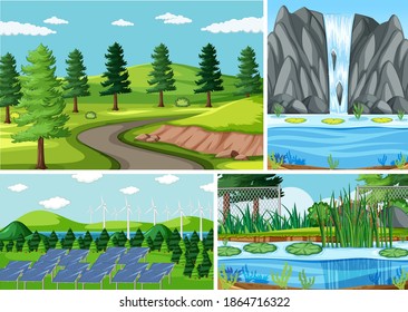 Vier verschiedene Szenen in der Natur, die Cartografik