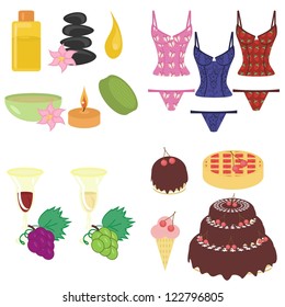 four different sets on white background