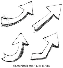 Cuatro formas diferentes de flechas, en blanco y negro.