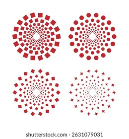 Cuatro Formas diferentes de rojo y blanco