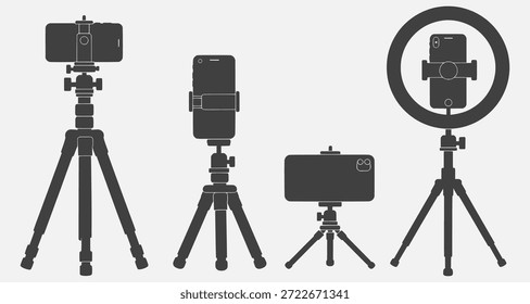 Cuatro configuraciones diferentes de trípode de smartphone para Fotografía y videografía