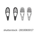 Four different snowshoe designs for winter hiking and outdoor activities various styles