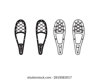 Four different snowshoe designs for winter hiking and outdoor activities various styles
