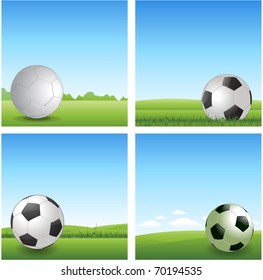 four different soccer ball background