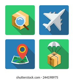 Four different square icons in a flat style