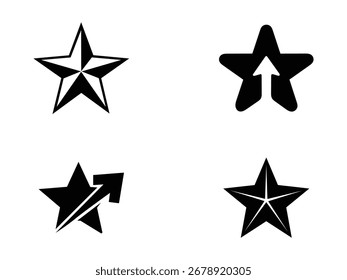 Four different star icons isolated on white background