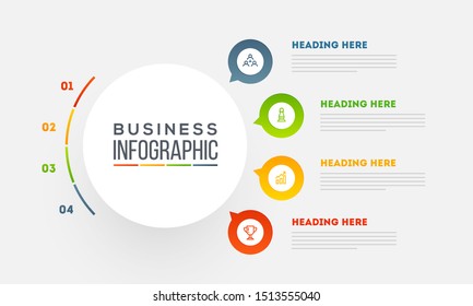 Four different steps infographic layout for Business or corporate sector.