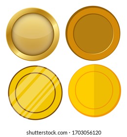 Four Different Style Blank Gold Coin Template Vector Set
