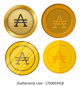vier verschiedene Goldmünzen mit einer Vektorillustration für australische Währungssymbole