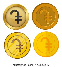 four different style gold coin with dram currency symbol vector set