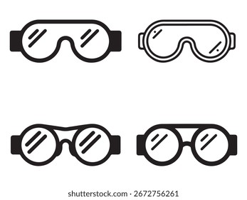 Four Different Styles of Protective Eyeglasses Illustrated