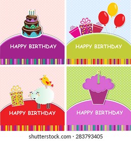 Four different templates birthday greeting card for your design. EPS 10 a Layered