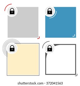 Four different text frames for your text and padlock